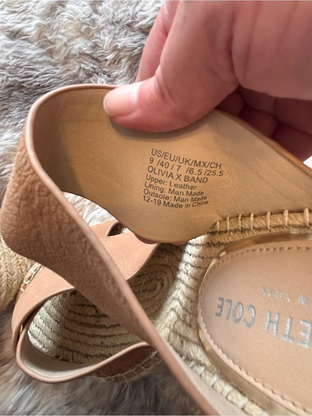 Kenneth Cole New York Cognac Brown Espadrille Wedge Slides